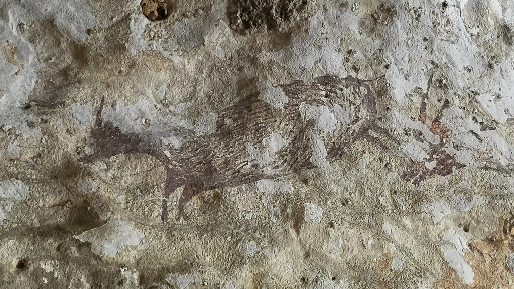 Foto: Prehistorische grotschilderingen in Indonesië gevaar door natuurbranden