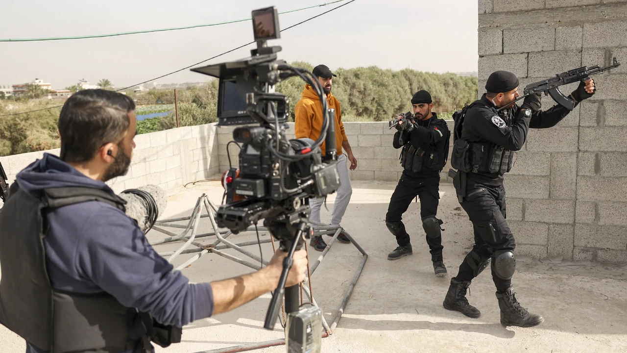 Opnames van de serie Fauda in Gaza-Stad, in 2021