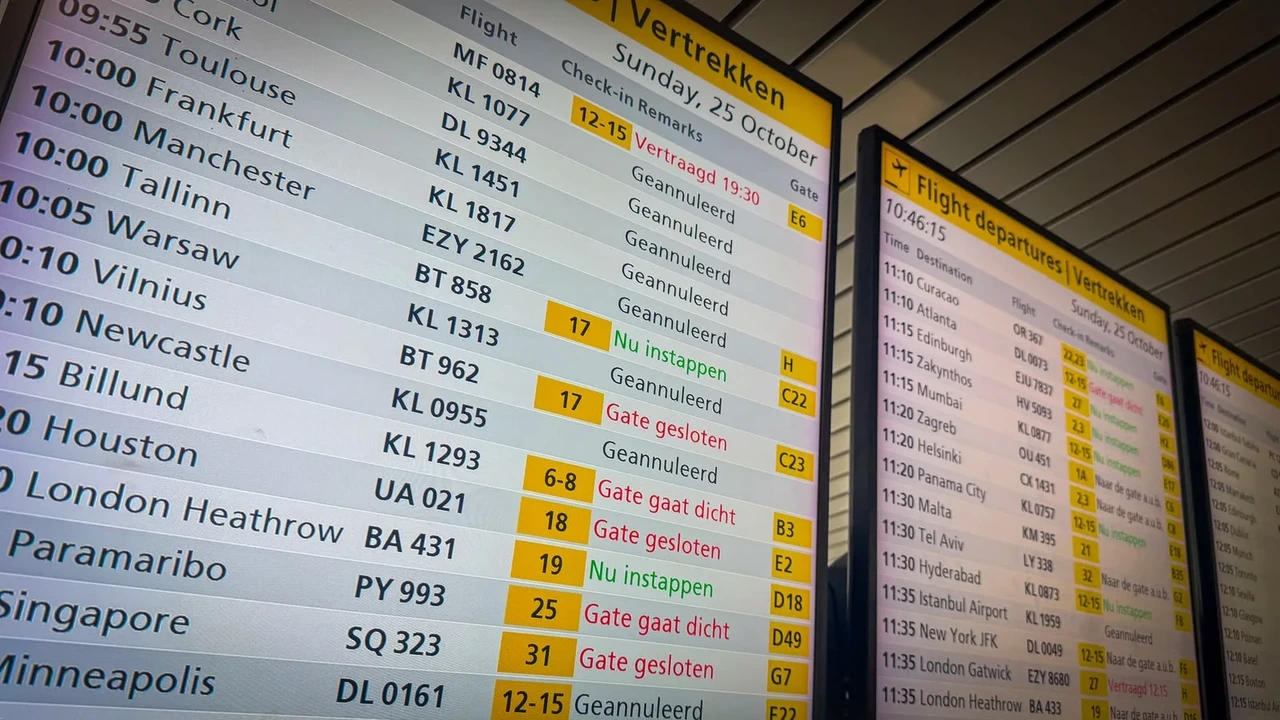 Vele tientallen vluchten vanaf Schiphol geannuleerd vanwege harde wind Vele tientallen vluchten vanaf Schiphol geannuleerd vanwege harde wind