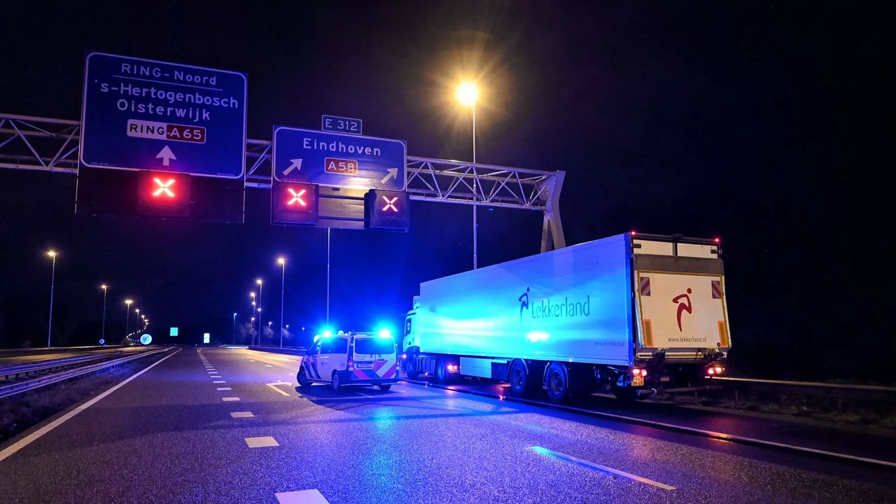 Voetganger doodgereden op de A58 bij Tilburg