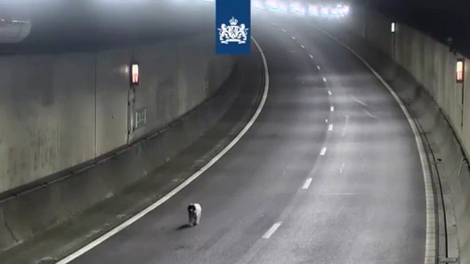 Hond wandelt ongestoord door Drechttunnel bij A16, politie zet achtervolging in