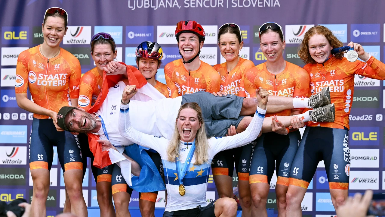 Demi Vollering wins European road cycling title after solo attack in Slovenia