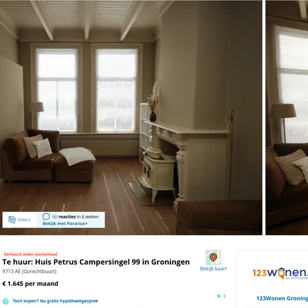 De echte advertentie op Pararius