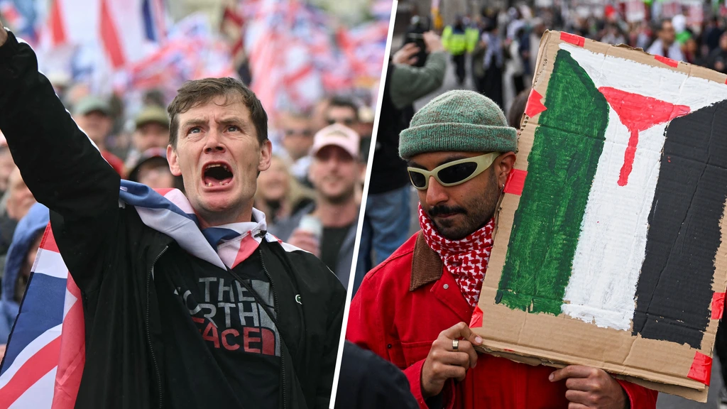 Foto: Tienduizenden demonstranten in Londen bij twee protesten